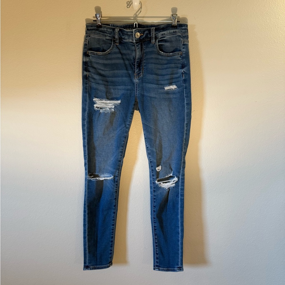 American Eagle Outfitters Ripped Blue Skinny Jeans